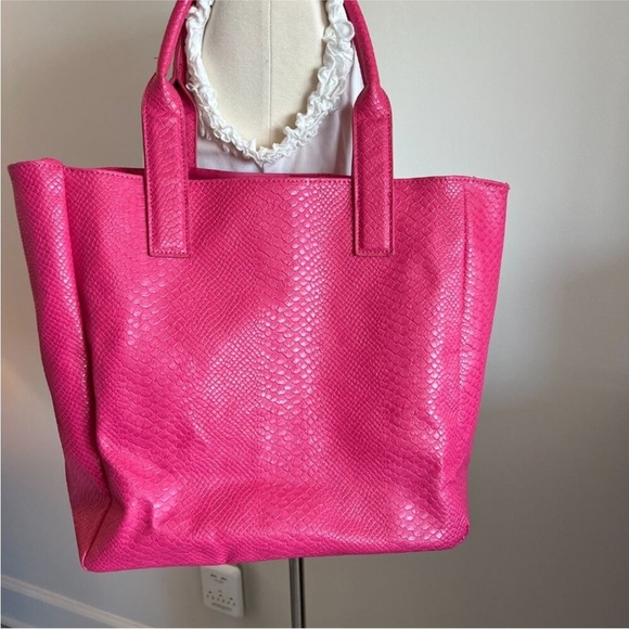 Neiman Marcus Large Pink Tote Bag with front pockets - Picture 4 of 13